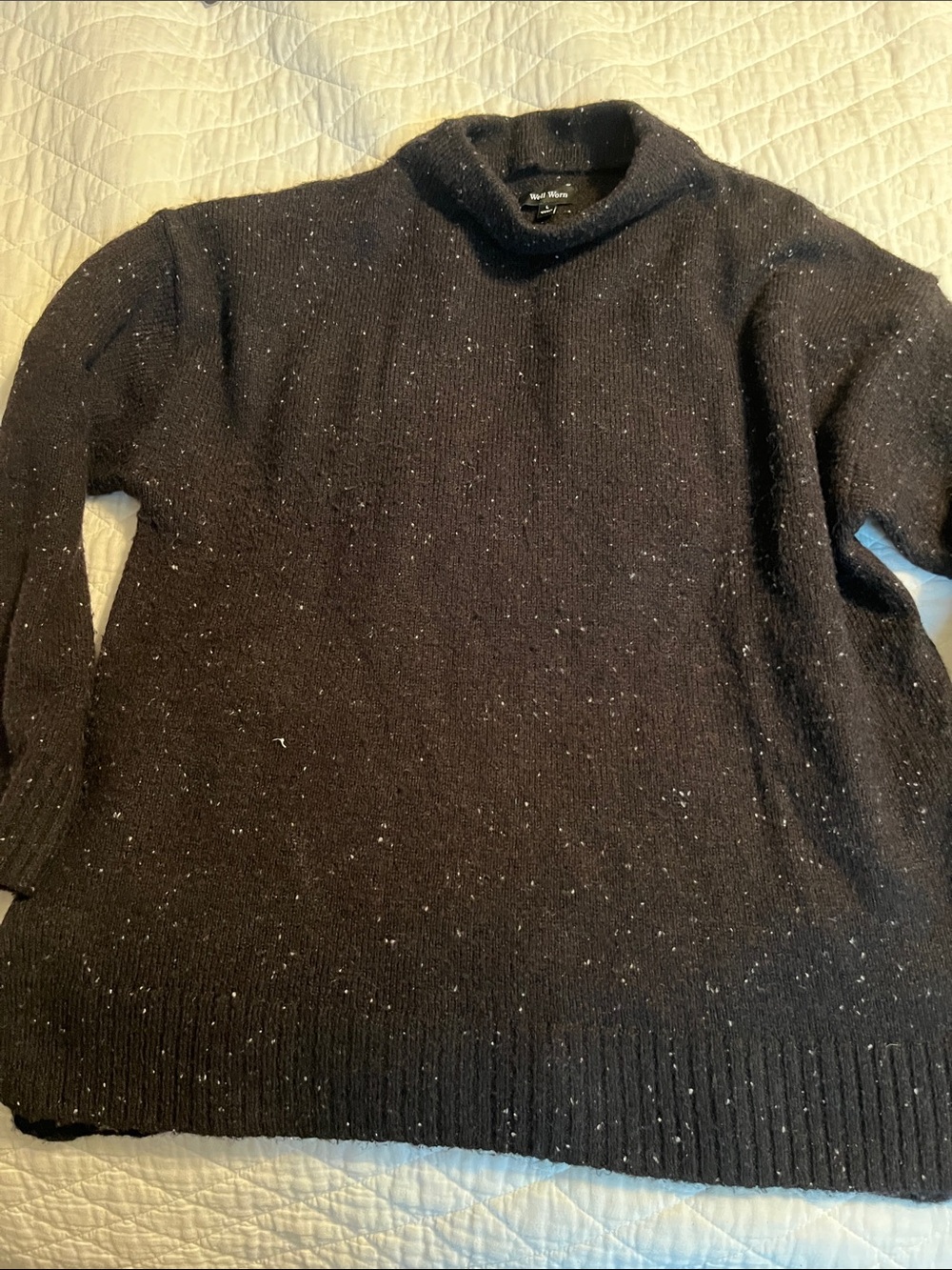 Black Speckled Mock Neck Sweater. Size large